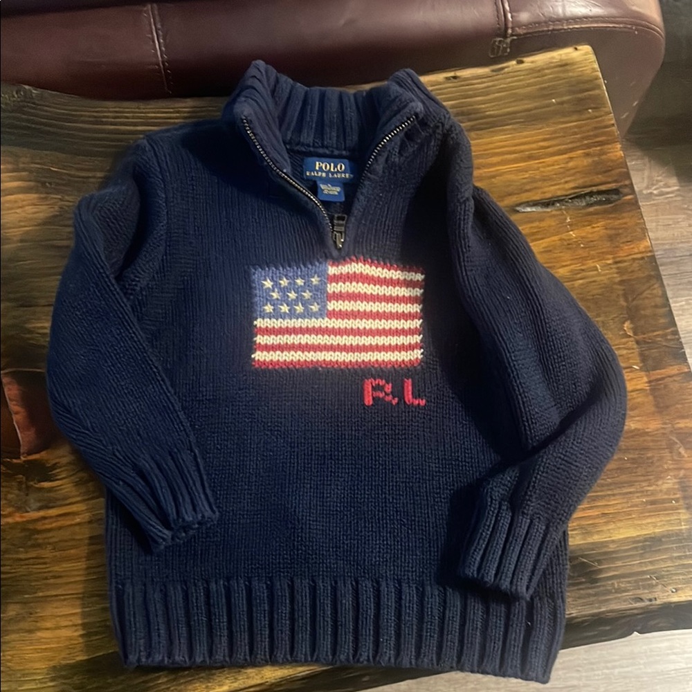 Polo Ralph Lauren Navy Sweater with American Flag